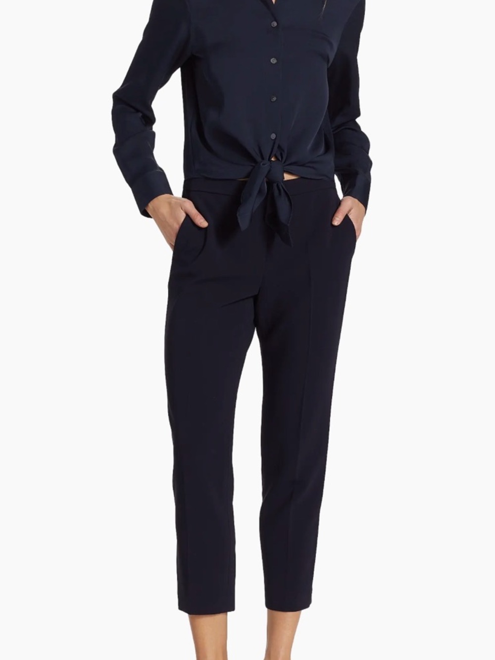 Theory Women's Black Cropped Tapered Pants
